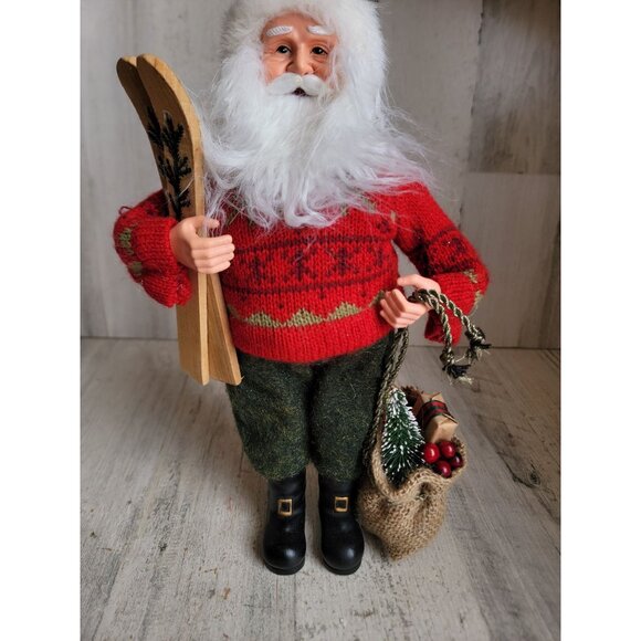 Vintage Santa Claus skiing sweater unique figure Xmas decor - Picture 2 of 7